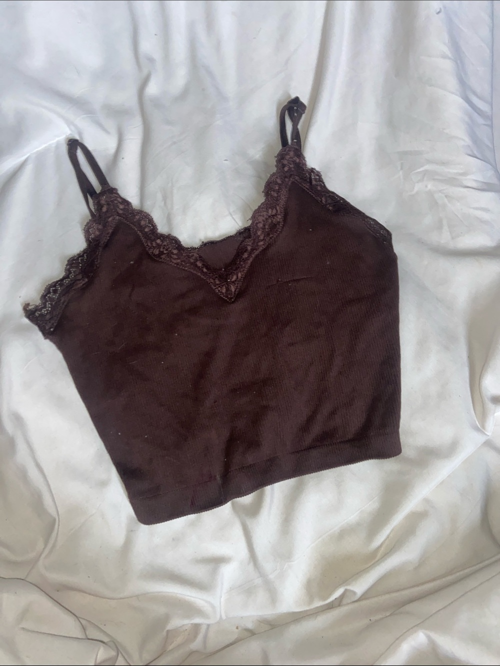 Urban Outfitters Chocolate Lace-Trim Ribbed Cami